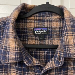 Patagonia Fjord Medium Weight Flannel Shirt Sz L Plaid Organic Cotton Outdoor
